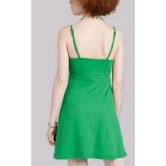 Wild Fable Dress Skater Mini Knit Pullover Ribbed Green Women's XS - Picture 2 of 6